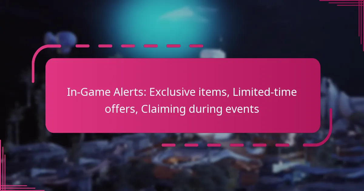 In-Game Alerts: Exclusive items, Limited-time offers, Claiming during events
