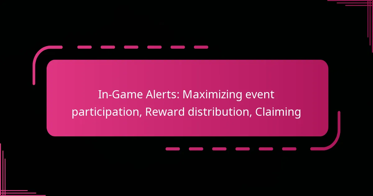 In-Game Alerts: Maximizing event participation, Reward distribution, Claiming